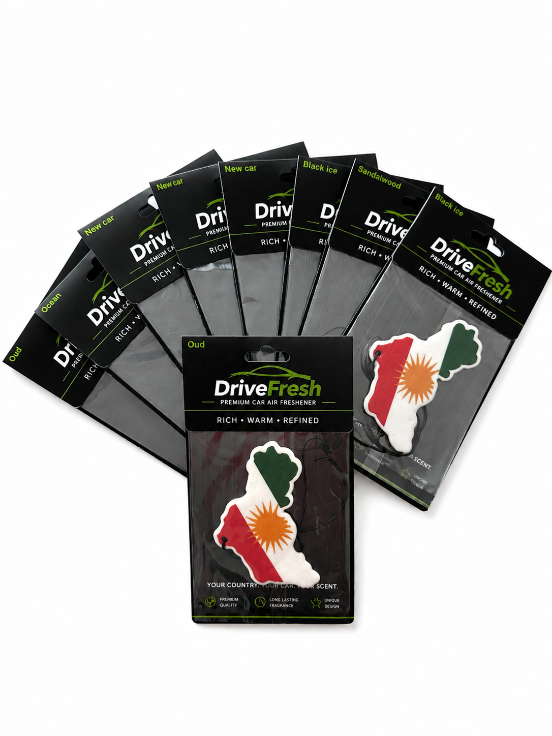 DriveFresh Kurdistan Flag Air Freshener Free Shipping