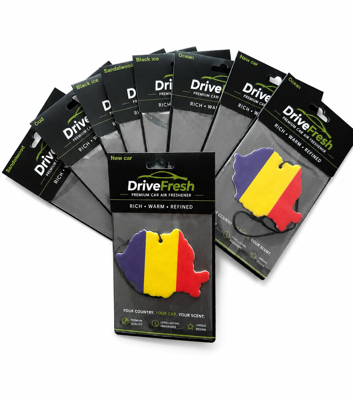 DriveFresh Romania Flag Air Freshener Free Shipping