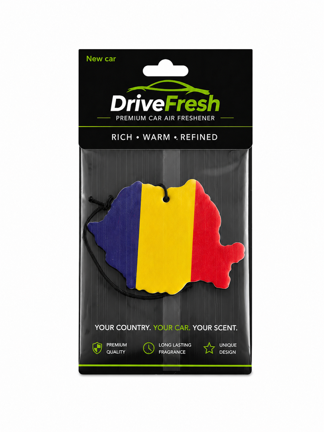 DriveFresh Romania Flag Air Freshener Free Shipping