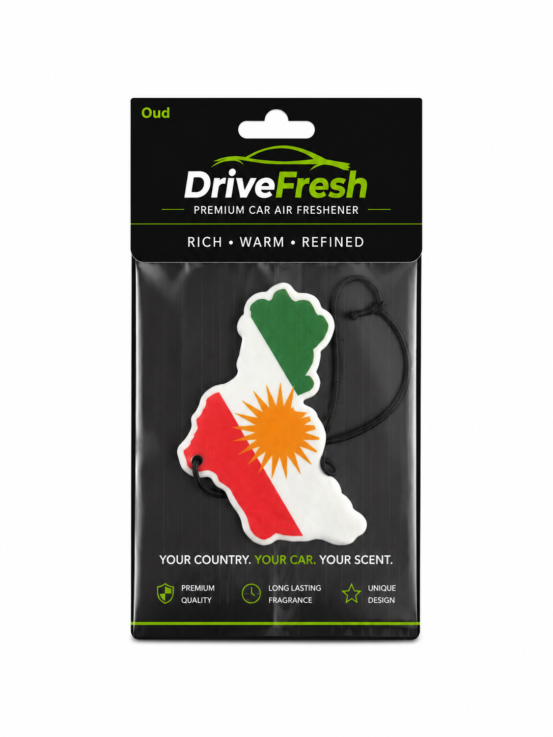 DriveFresh Kurdistan Flag Air Freshener Free Shipping