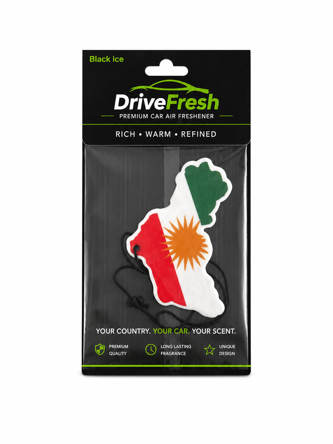DriveFresh Kurdistan Flag Air Freshener Free Shipping